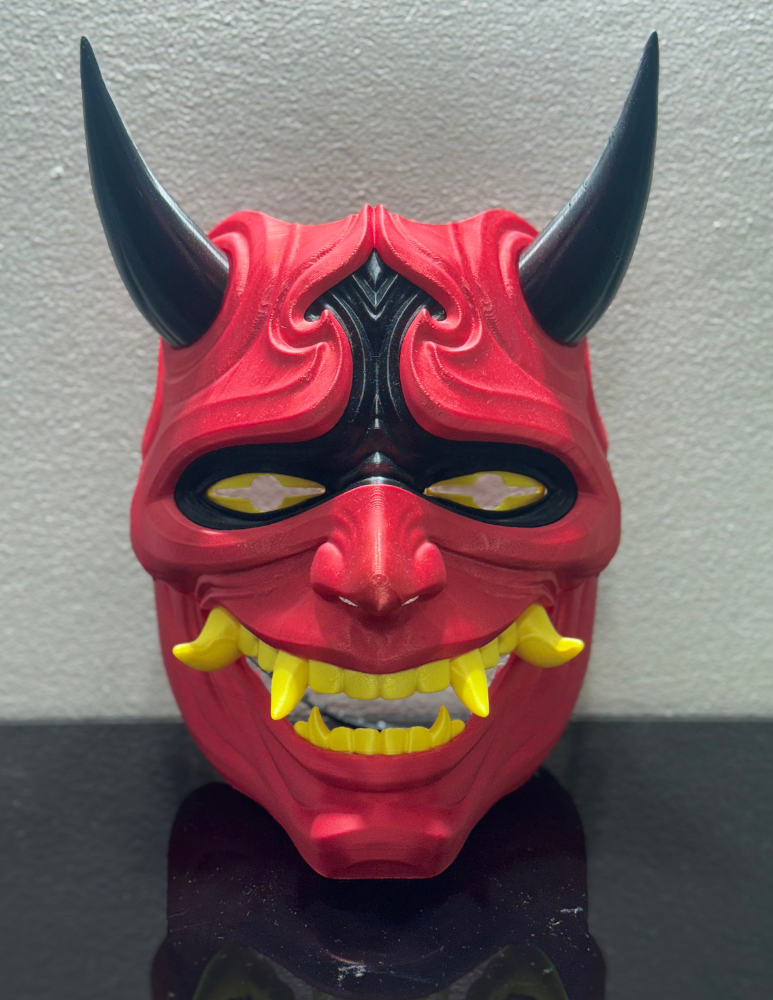 Unique art mask with magical vibrant colors and futuristic design details