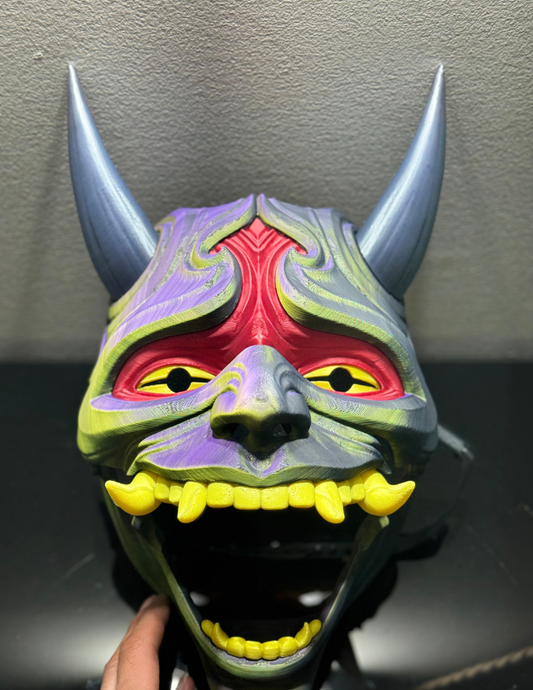 Unique art mask with magical vibrant colors and futuristic design details