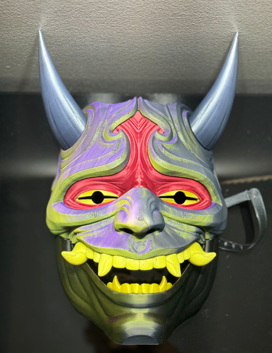 Unique art mask with magical vibrant colors and futuristic design details