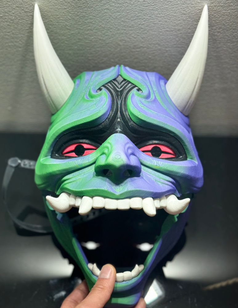 Unique art mask with magical vibrant colors and futuristic design details