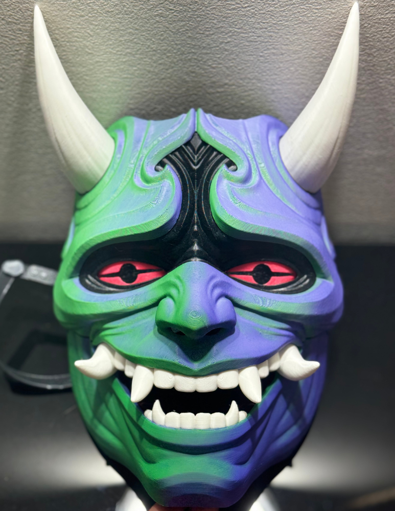 Unique art mask with magical vibrant colors and futuristic design details