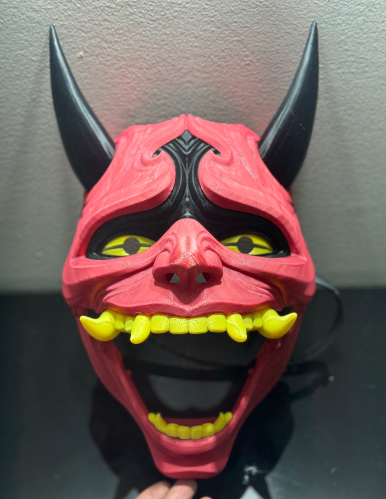 Unique art mask with magical vibrant colors and futuristic design details